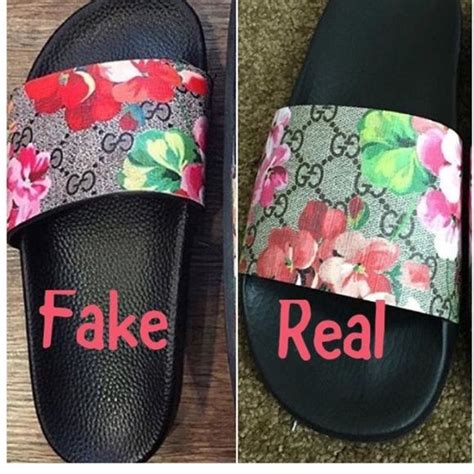 gucci slides floral real vs fake|authenticate gucci marmont raffia slides.